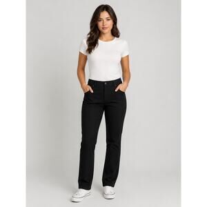 LR1302 Maurices Black Pants Womens Large Short Stretch Straight Leg Workwear